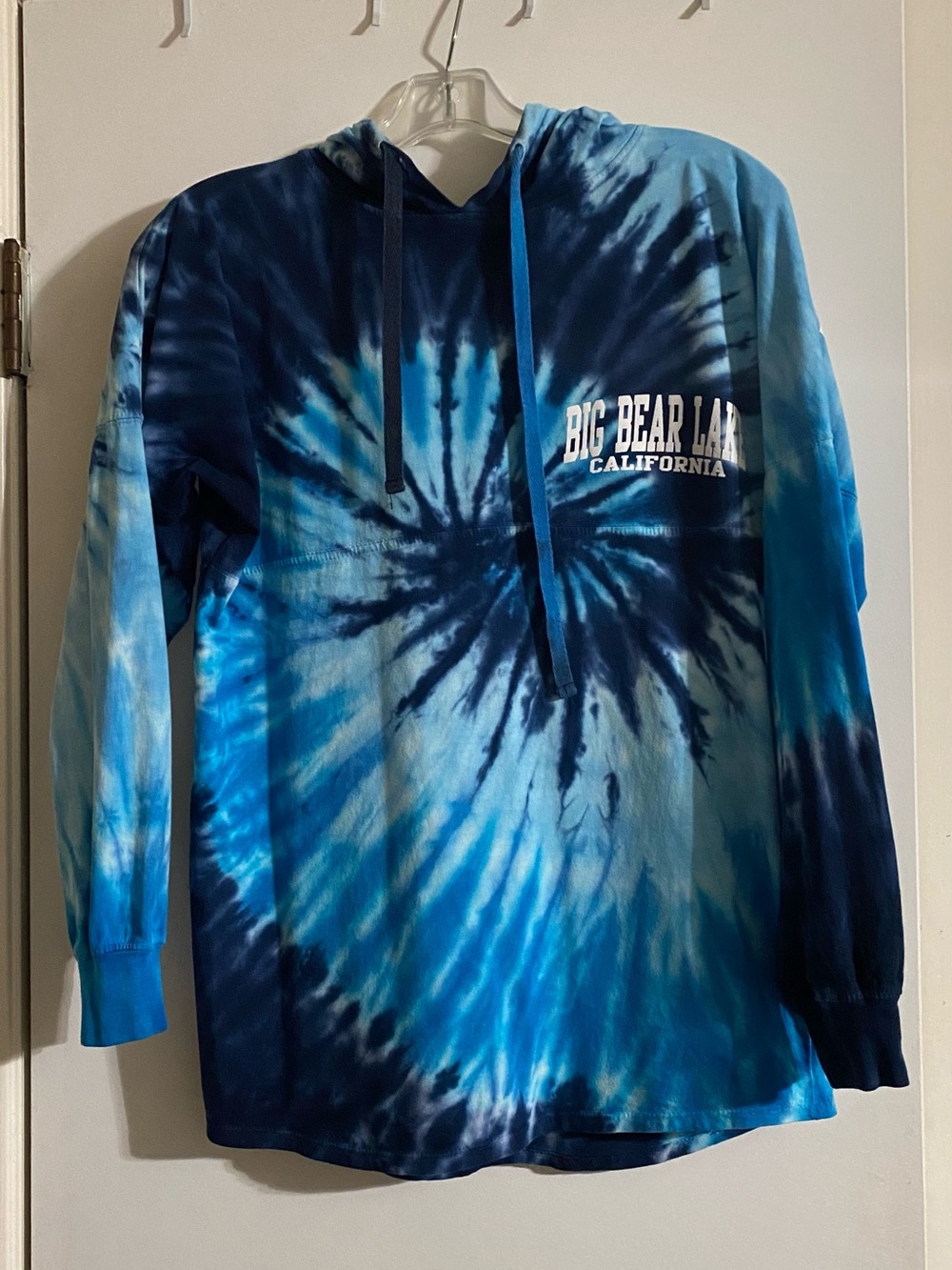 Vintage Exist big Bear Lake two-tone blue tie-dye hoodie